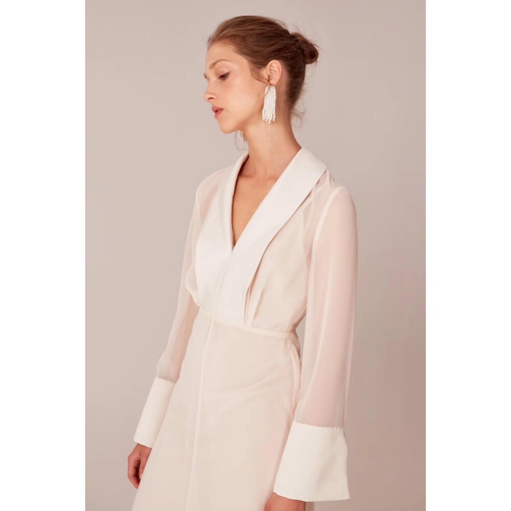 NWT C/MEO Collective Sheer Ivory Midi Wedding Dress – Size XS - Picture 2 of 4